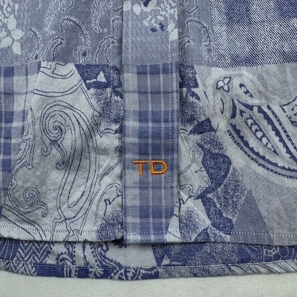 Thomas Dean Mens XL Big & Tall Pima Cotton Patchwork Paisley Shirt Artcore Luxe - Picture 7 of 12